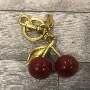 Coach Gold and Red Cherry Key Holder Keychain